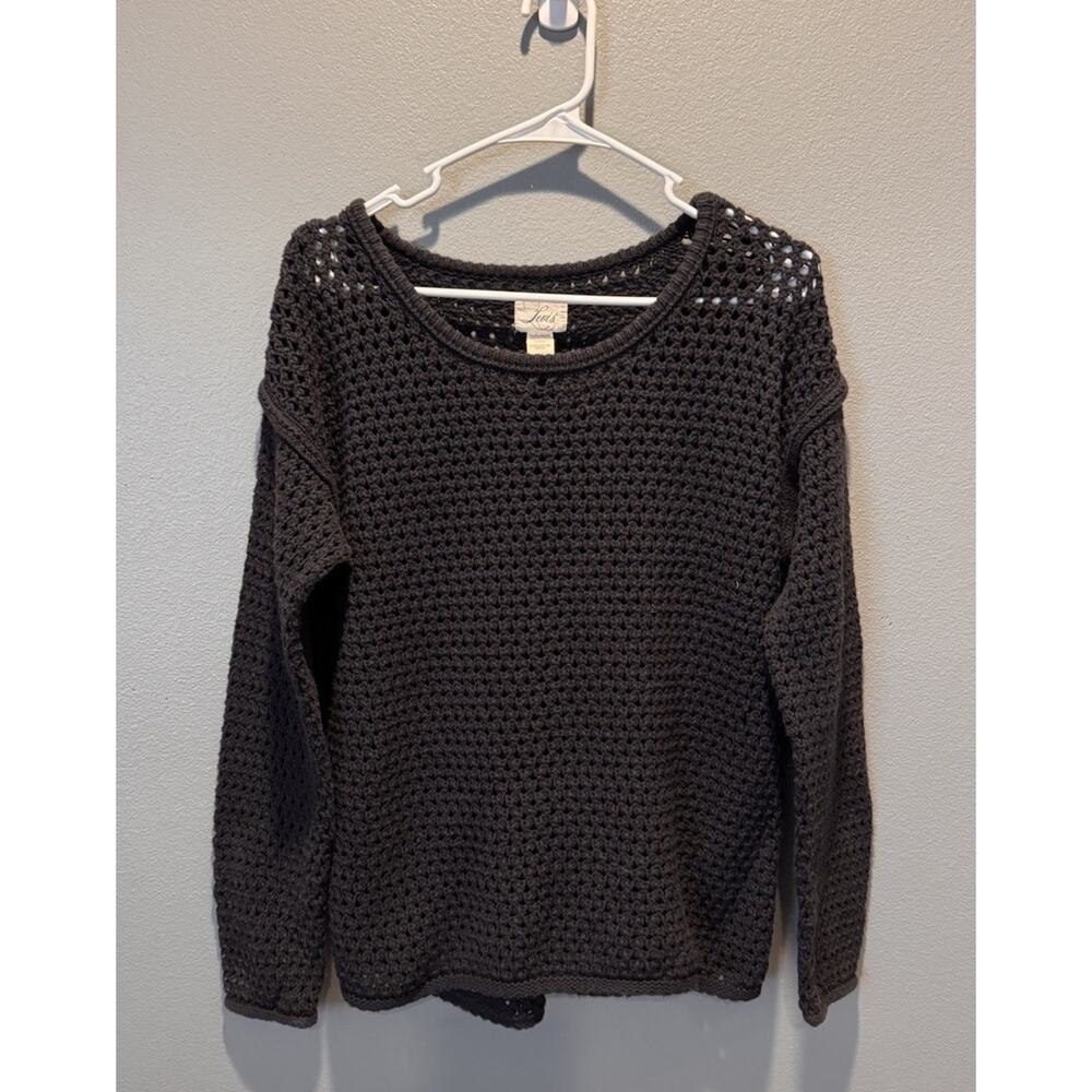 Levis Women's Crochet Oversize Open Knit Cotton Long Sleeve Size M Dark Navy